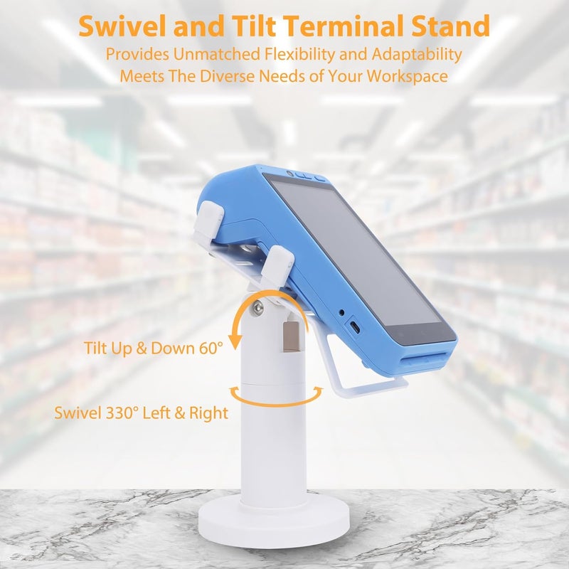 CRIZISTON Universal Square POS Machine Terminal Stand, Adjustable Square Credit Card Reader POS Stand, 7" Tall Swivel and Tilt Terminal Holder with Complete Kit, Screw-in and Adhesive, White - Image 3